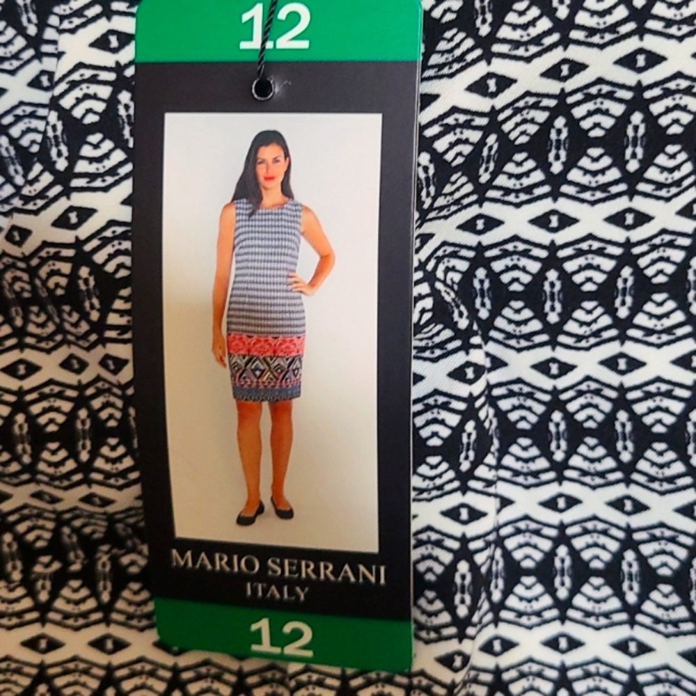 NWT SZ12 Tribal sleeveless shell black/white dress